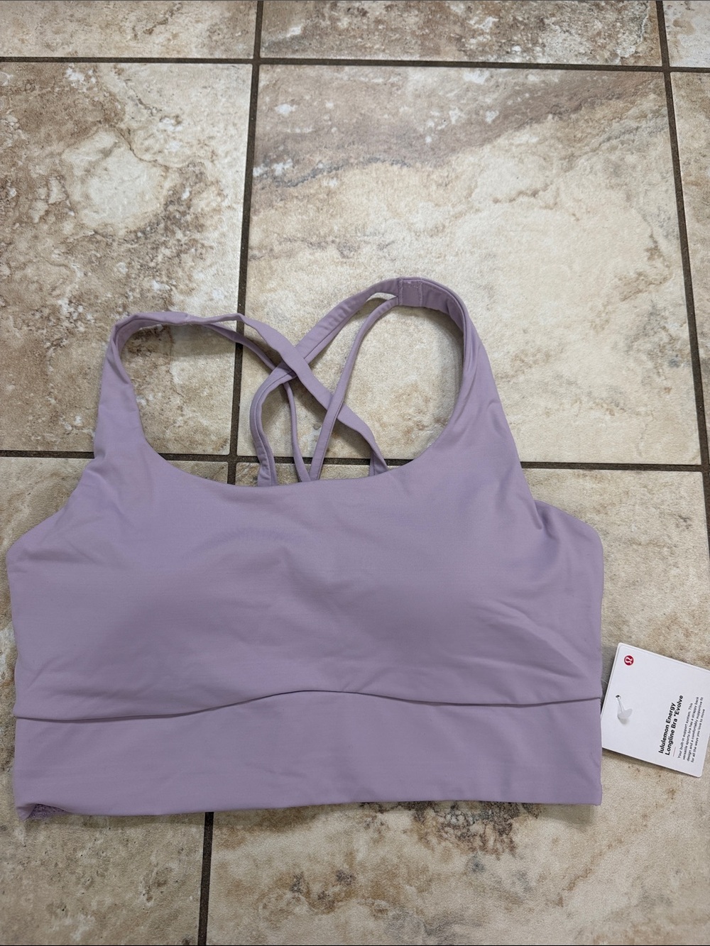 Lululemon Energy longline Bra Lilac Play. Size M. B-D cup